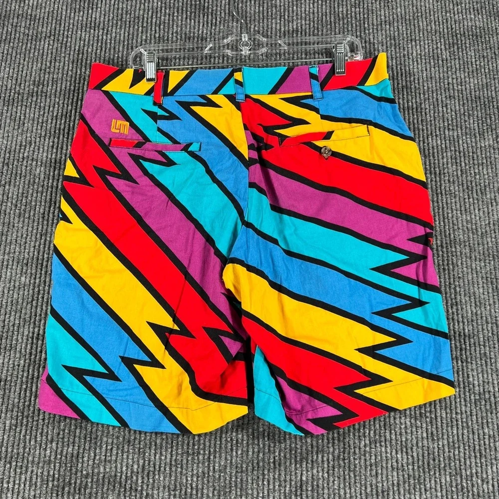 Loudmouth Golf Shorts Mens 34 Blue Purple Geometric Casual Chino Outdoor Light